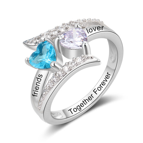 Sterling Silver Heart Birthstone Ring