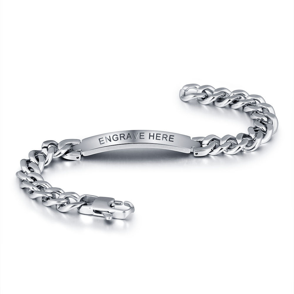 Men's Engraved ID Curb Chain Bracelet