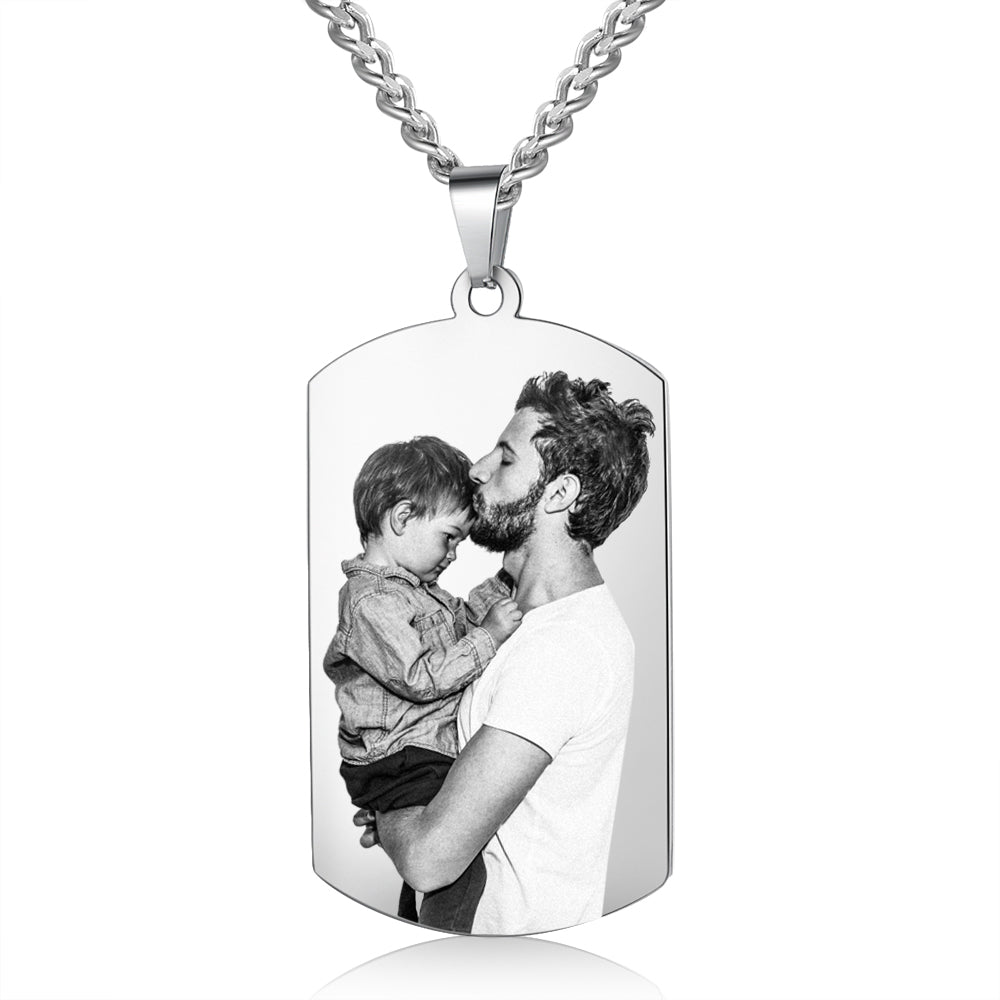 Men's DAD Dog Tag Photo Necklace