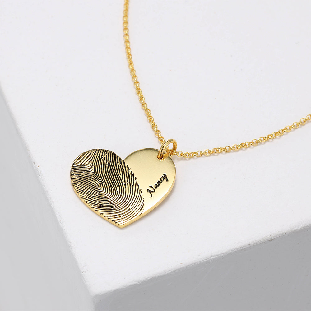 Personalized Large Fingerprint Heart Necklace 25mm