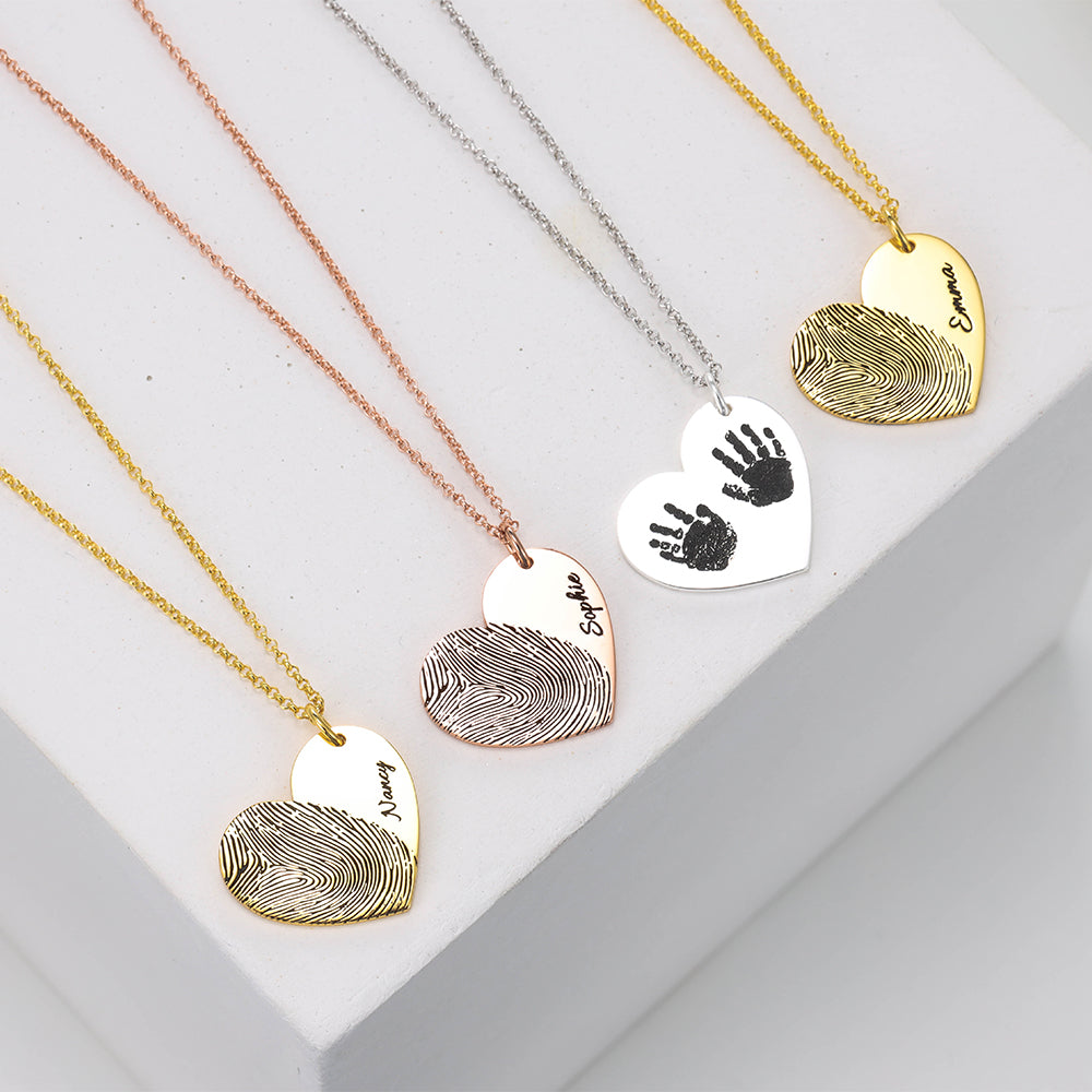 Personalized Large Fingerprint Heart Necklace 25mm