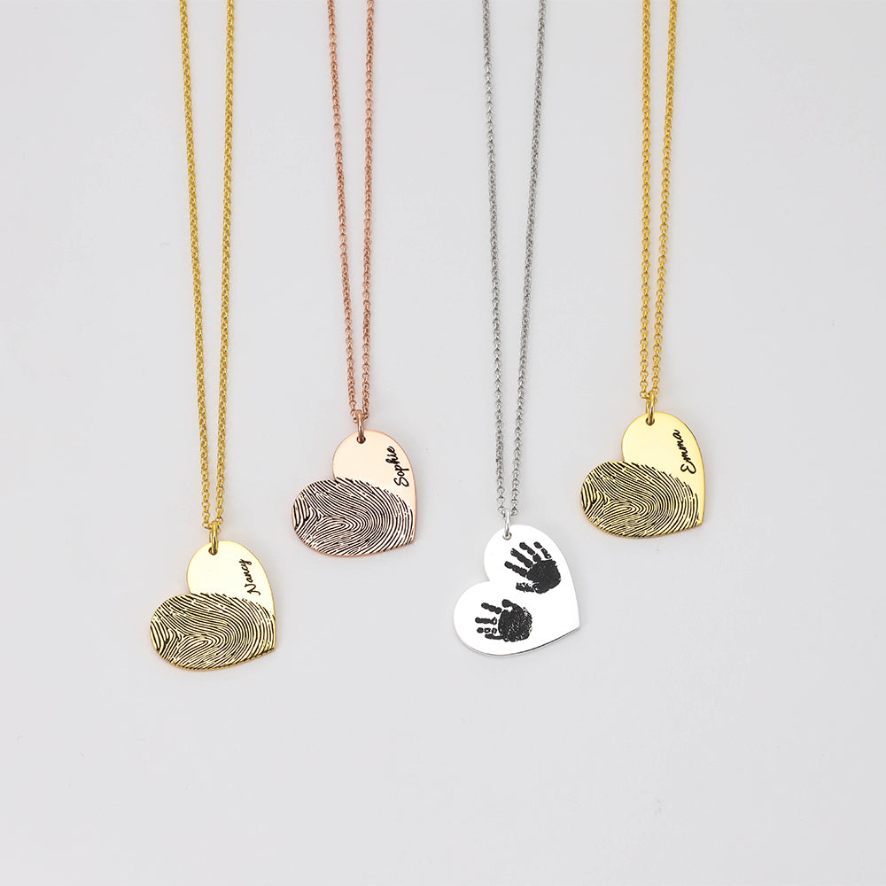 Personalized Large Fingerprint Heart Necklace 25mm