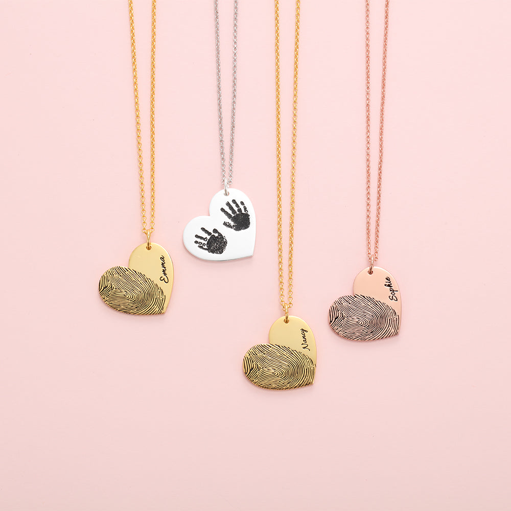 Personalized Large Fingerprint Heart Necklace 25mm