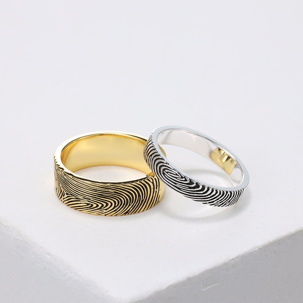 Engraved Fingerprint Band Ring