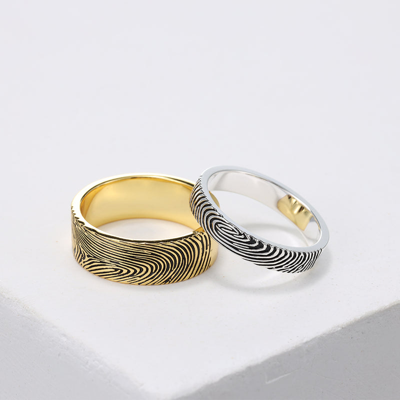 Engraved Fingerprint Band Ring