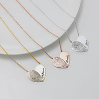 Fingerprint Half Heart Name Necklace