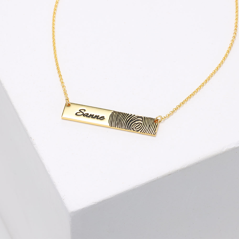 Fingerprint Nameplate Bar Necklace