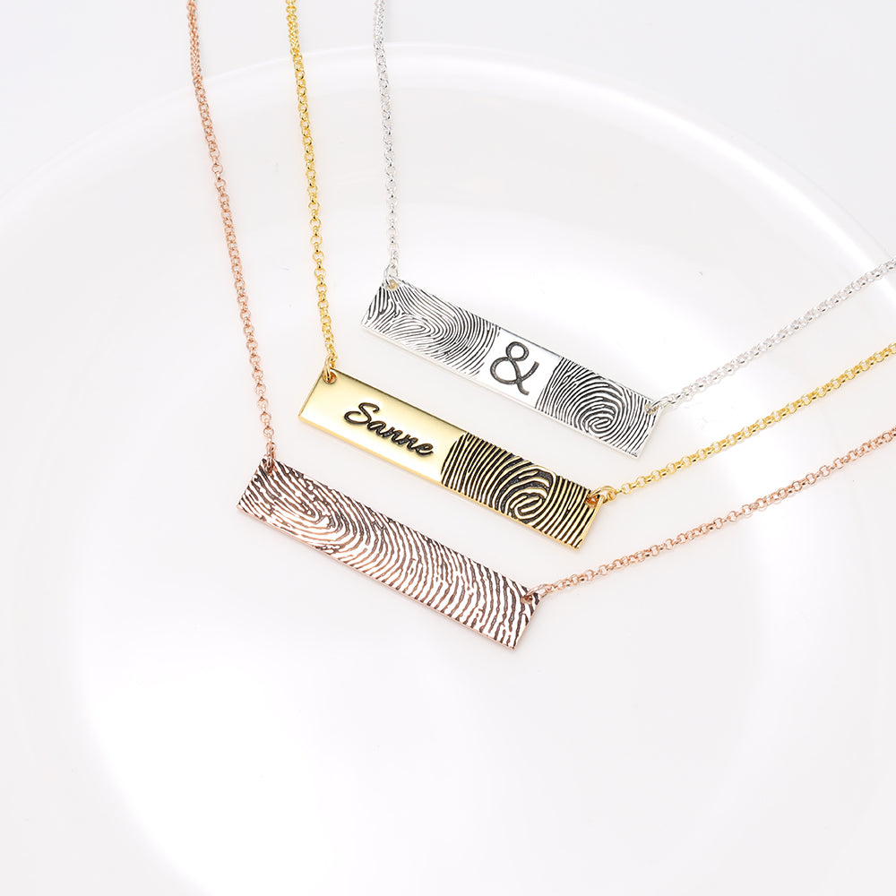 Fingerprint Nameplate Bar Necklace