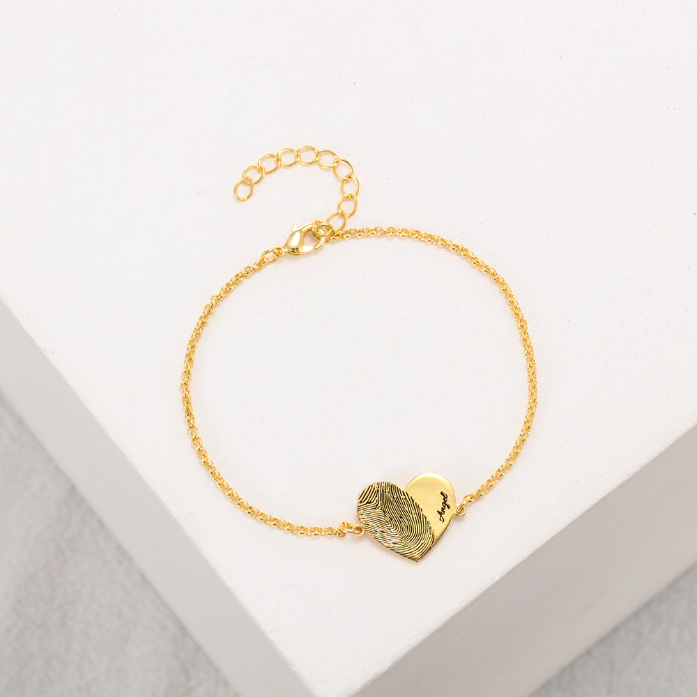 Personalized Fingerprint Heart or Disc Bracelet