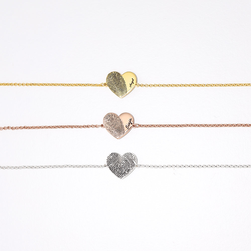 Personalized Fingerprint Heart or Disc Bracelet