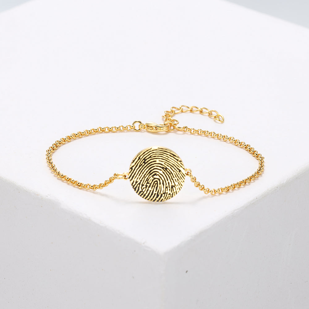 Personalized Fingerprint Heart or Disc Bracelet