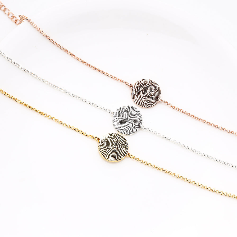 Personalized Fingerprint Heart or Disc Bracelet