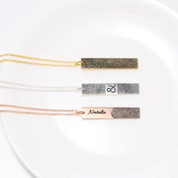 Fingerprint and Name Vertical Bar Pendant