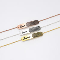 Fingerprint and Name Bar Bracelet