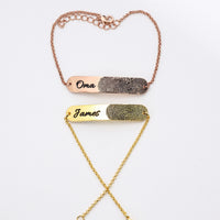 Fingerprint and Name Bar Bracelet