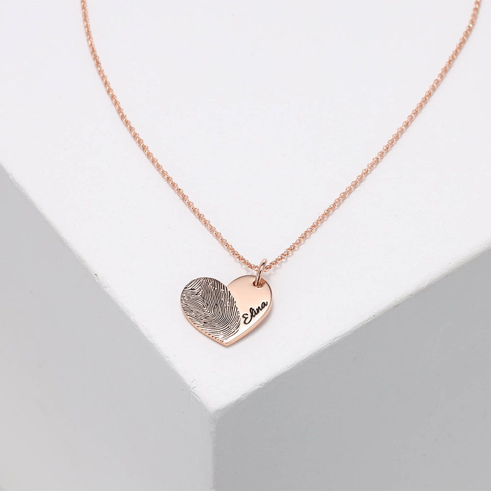 Personalized Fingerprint Heart Necklace 18mm