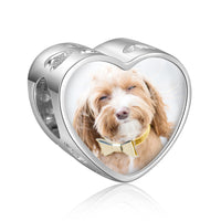 Personalized Dog Photo Heart Charm with Crystal Frame
