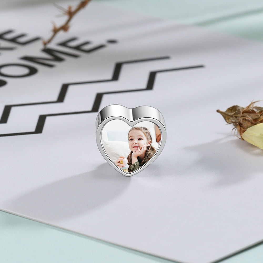 Personalized Classic Heart Photo Bead Charm