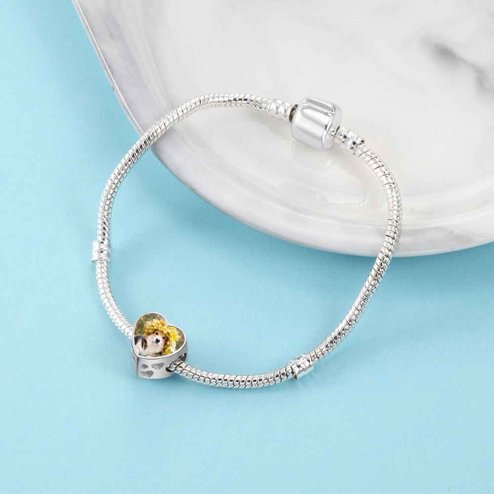 Personalized Mini Heart Photo Bead Charm