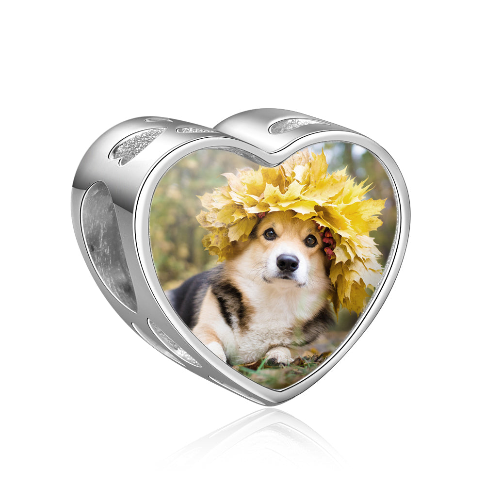 Personalized Mini Heart Photo Bead Charm
