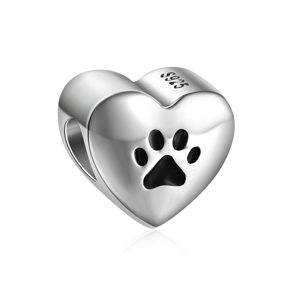 Personalized Pet Photo Heart Charm with Paw Print