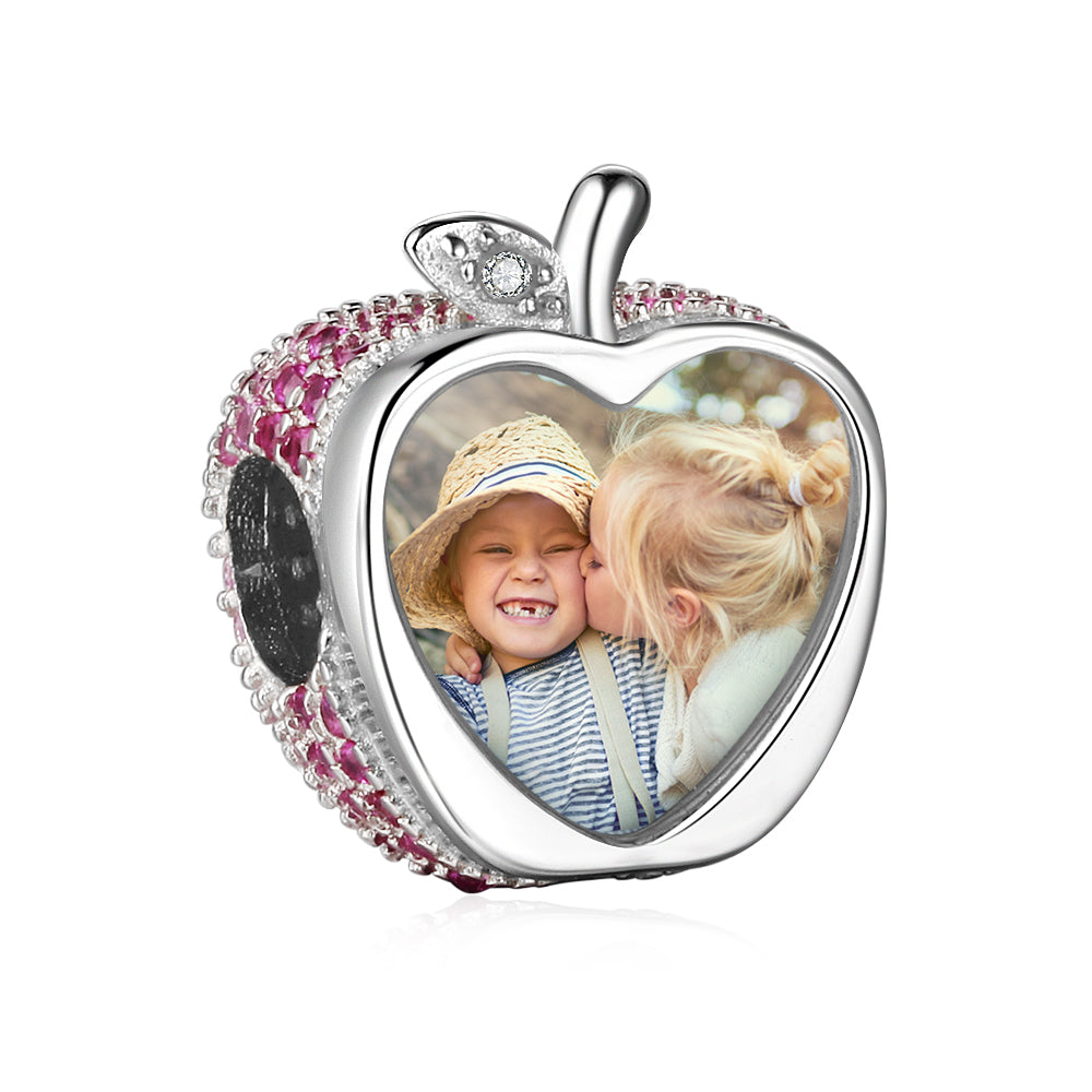 Personalized Apple Shape Photo Bead Charm
