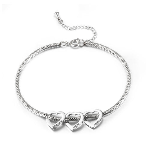 Engraved Heart Name Charm Anklet