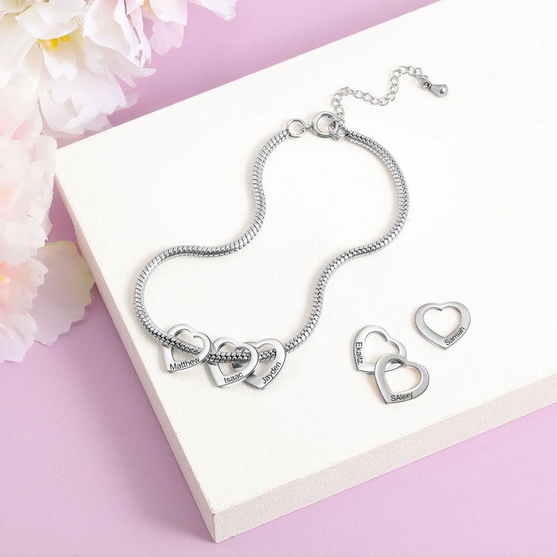 Engraved Heart Name Charm Anklet