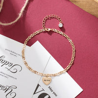 Engraved Heart Tag Mariner Chain Bracelet