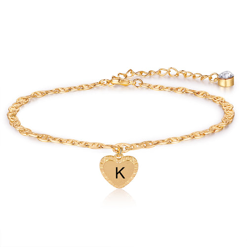 Engraved Heart Tag Mariner Chain Bracelet