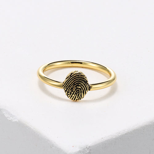 Personalized Dainty Round Fingerprint Ring