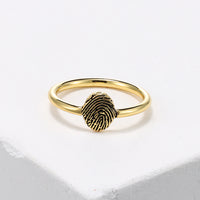 Personalized Dainty Round Fingerprint Ring