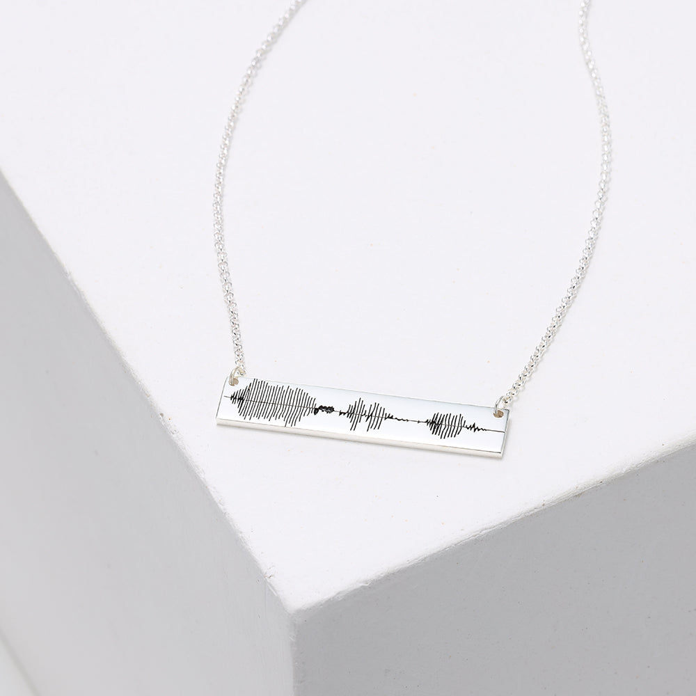 Personalized Engraved Sound Wave Bar Necklace