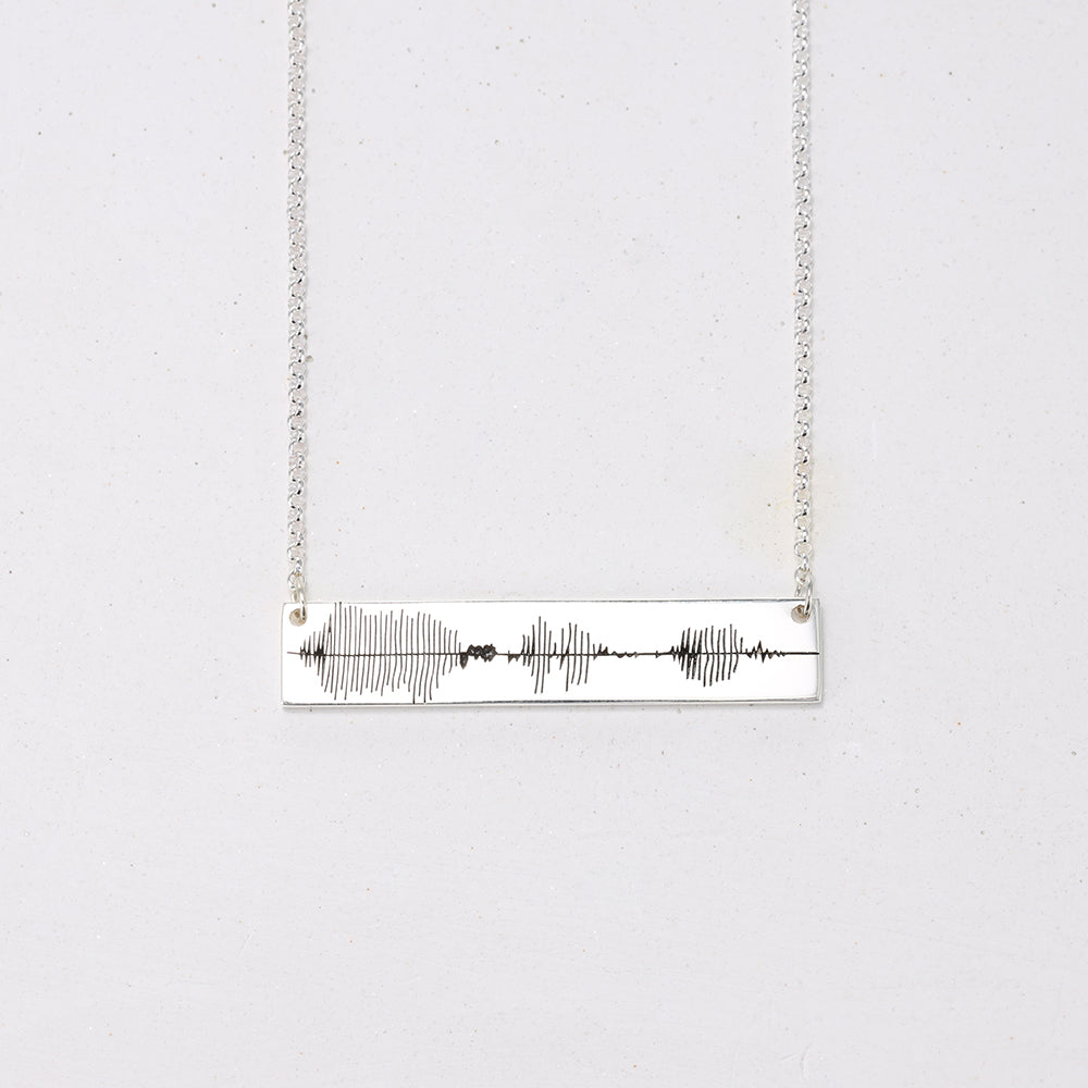 Personalized Engraved Sound Wave Bar Necklace