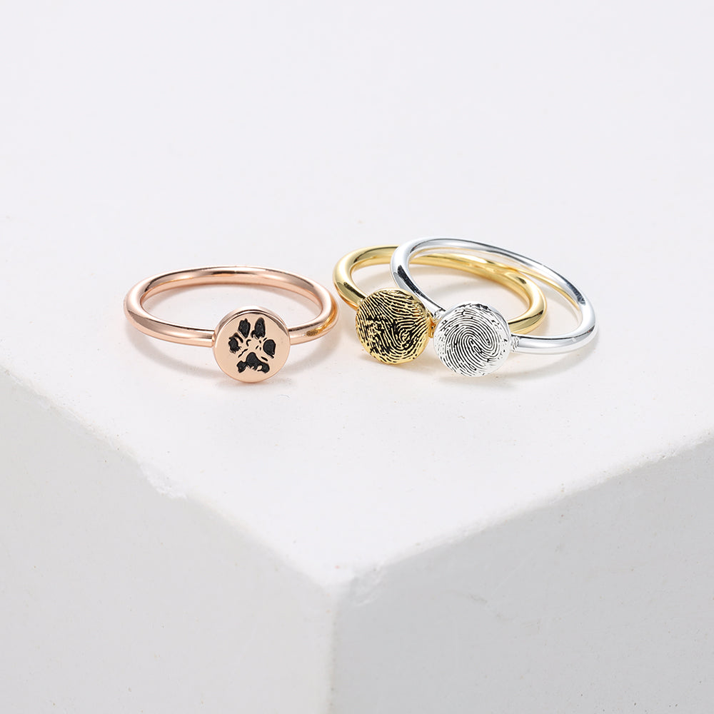 Personalized Round Fingerprint Signet Ring