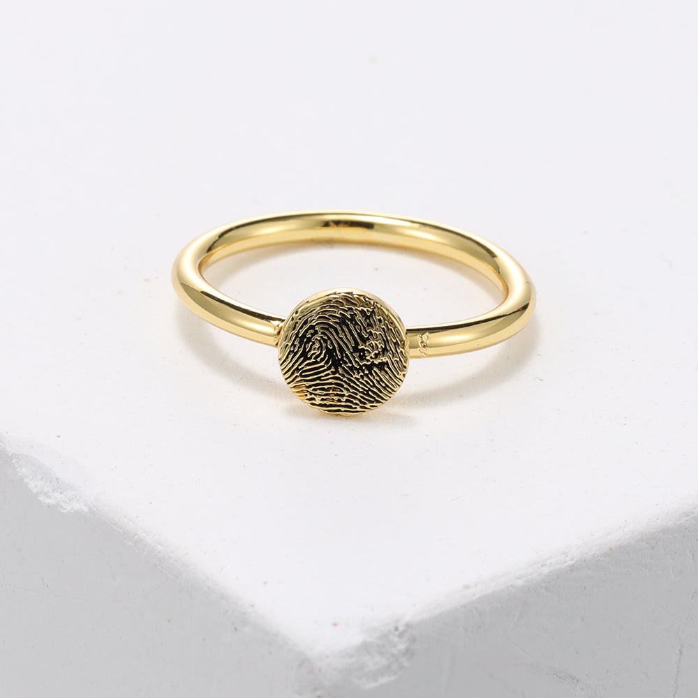 Personalized Round Fingerprint Signet Ring