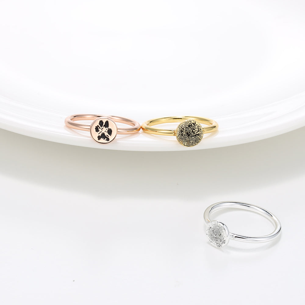 Personalized Round Fingerprint Signet Ring