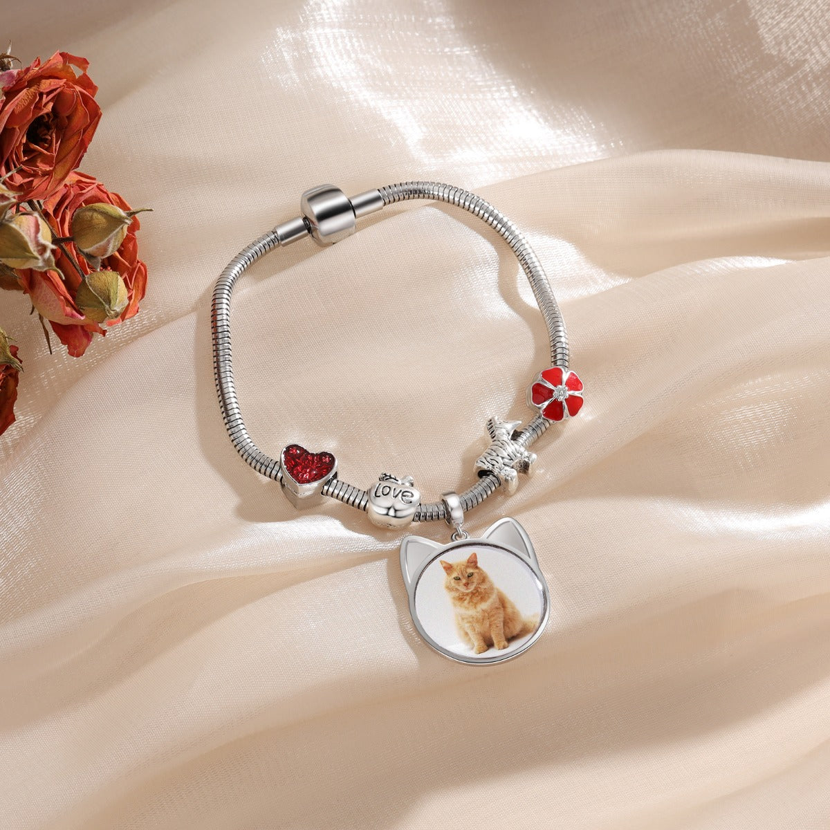 Personalized Cat Ear Pet Photo Dangle Charm