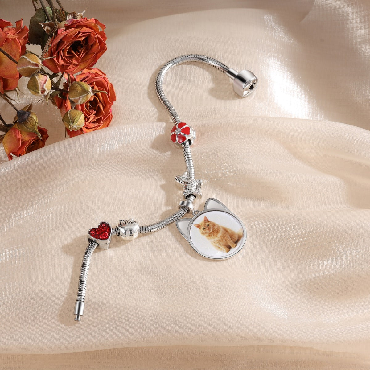 Personalized Cat Ear Pet Photo Dangle Charm