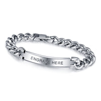 Men's Engraved ID Curb Chain Bracelet