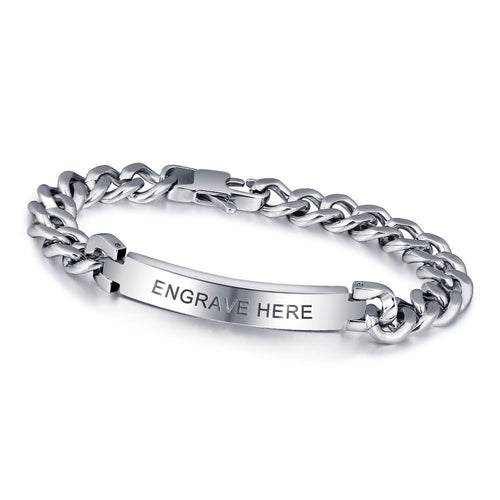 Men's Engraved ID Curb Chain Bracelet