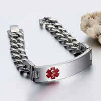 Engraved Medical ID Curb Chain Bracelet