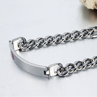 Engraved Medical ID Curb Chain Bracelet