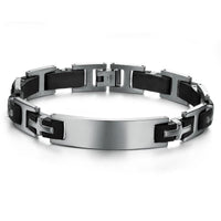 Men's Engraved Cross Link ID Bracelet