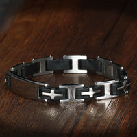 Men's Engraved Cross Link ID Bracelet