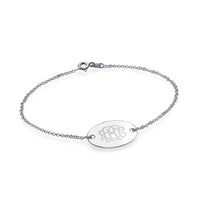 Engraved Oval Monogram Bracelet in Sterling Silver