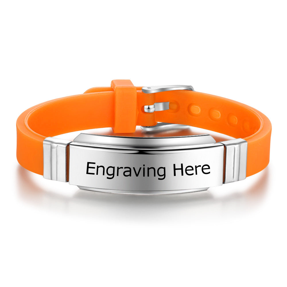 Engraved Silicone ID Bracelet with Optional Medical Logo