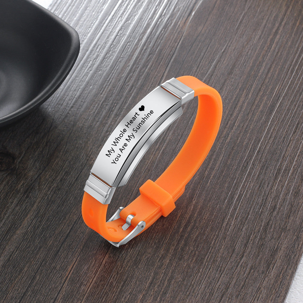 Engraved Silicone ID Bracelet with Optional Medical Logo