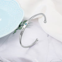 Engraved Cuff Bangle with Birthstone