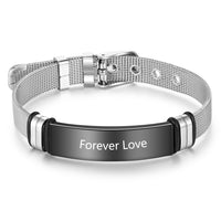 Engraved Mesh Buckle Bracelet
